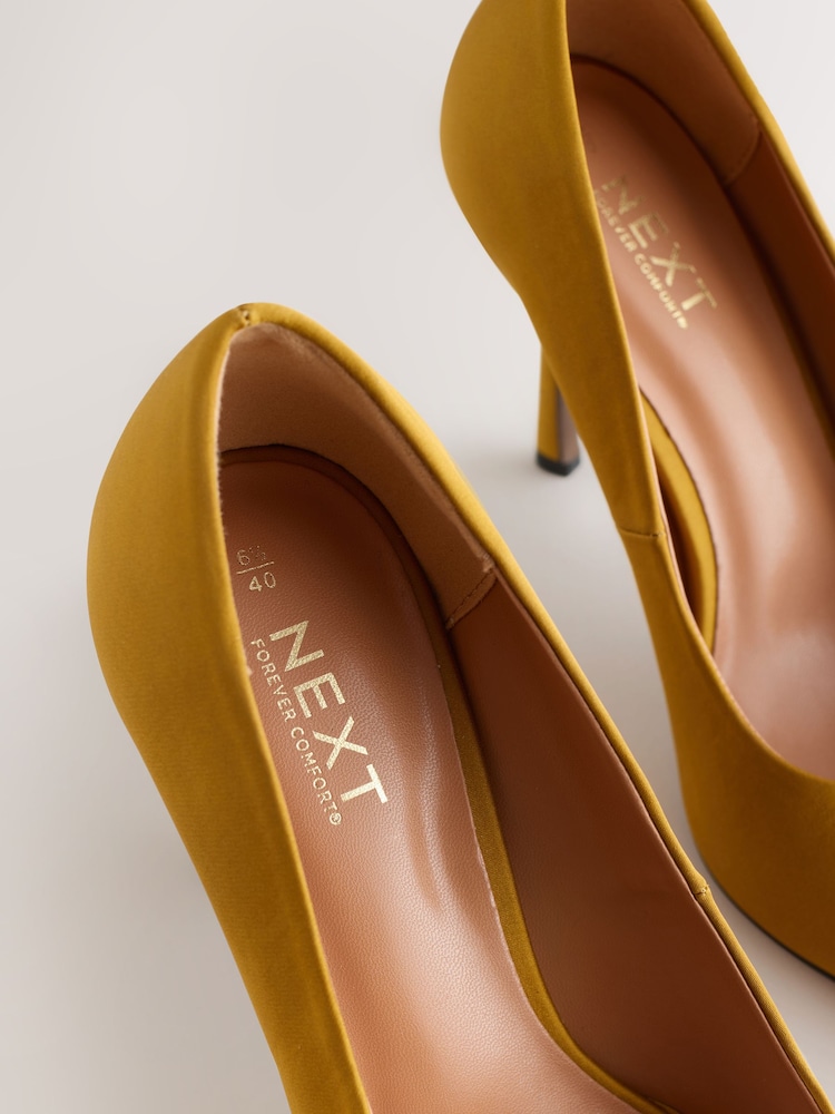 Ochre Yellow Forever Comfort® Satin Pointed Toe Court Heels - Image 10 of 10 Ochre Yellow Forever Comfort® Satin Pointed Toe Court Heels - Image 10 of 10