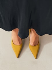 Ochre Yellow Forever Comfort® Satin Pointed Toe Court Heels - Image 2 of 10