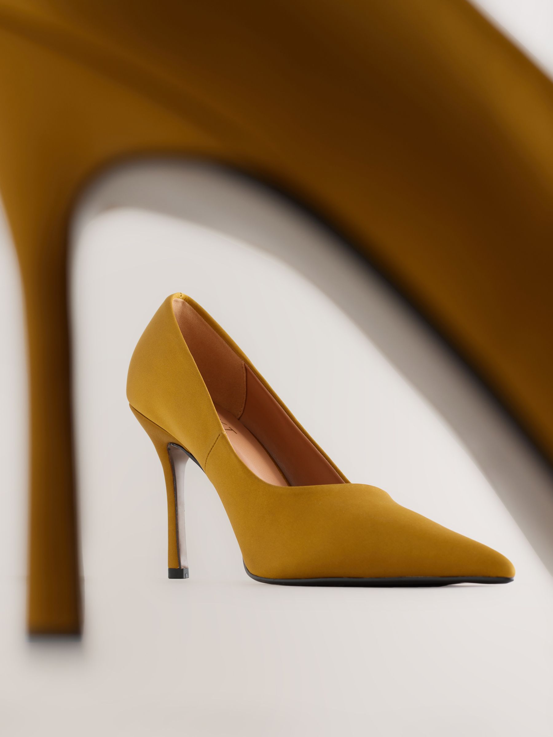 Buy Ochre Yellow Forever Comfort® Satin Pointed Toe Court Heels