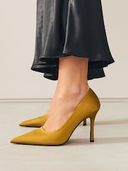 Ochre Yellow Forever Comfort® Satin Pointed Toe Court Heels - Image 3 of 10