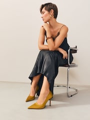 Ochre Yellow Forever Comfort® Satin Pointed Toe Court Heels - Image 4 of 10