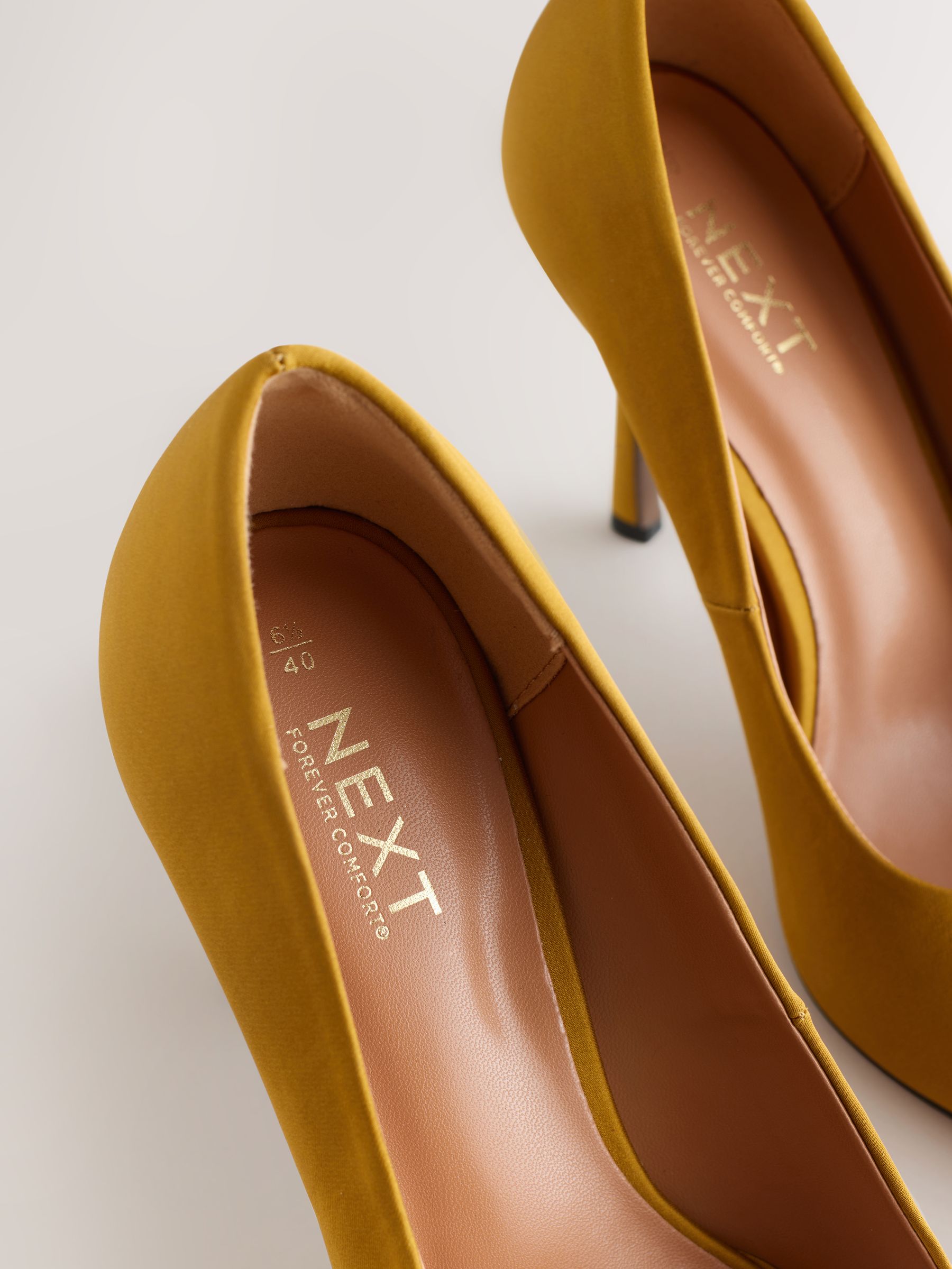 Buy Ochre Yellow Forever Comfort® Satin Pointed Toe Court Heels
