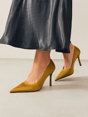 Ochre Yellow Forever Comfort® Satin Pointed Toe Court Heels - Image 5 of 10