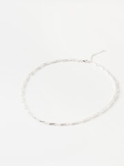 Oliver Bonas Silver Tone Elin Textured Bars Chain Necklace - Image 1 of 3