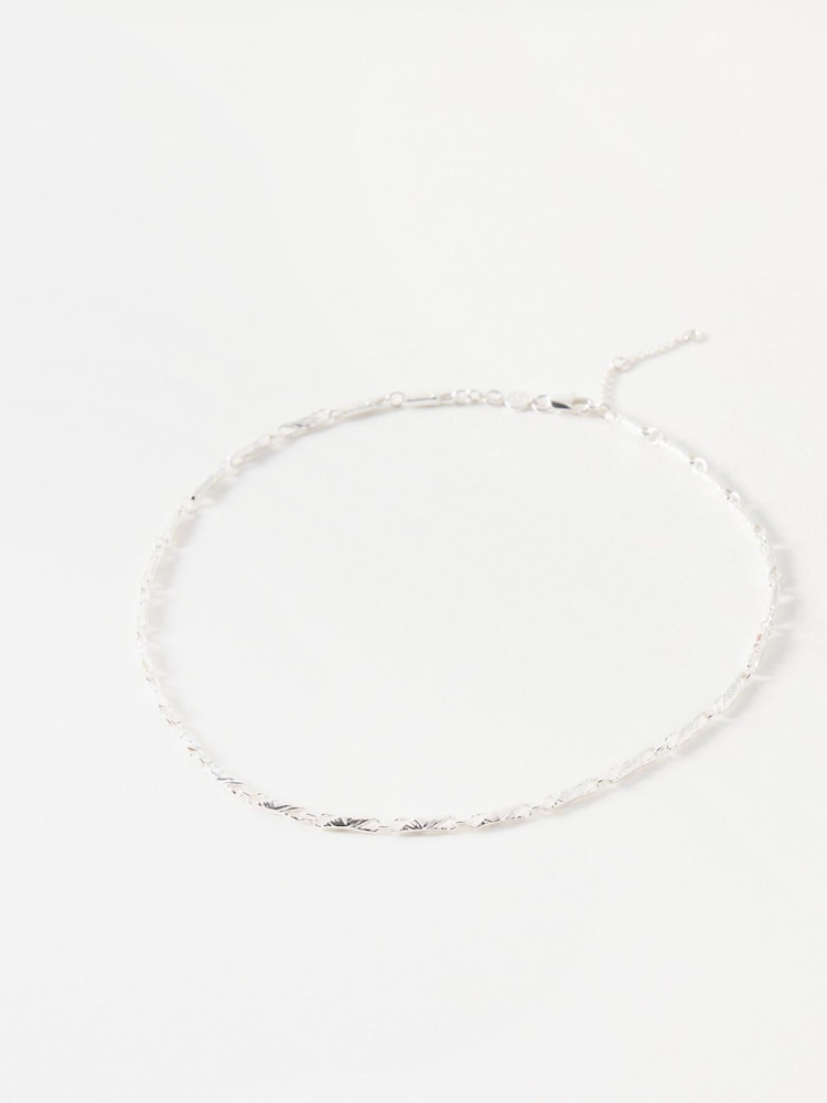 Oliver Bonas Silver Tone Elin Textured Bars Chain Necklace - Image 1 of 3