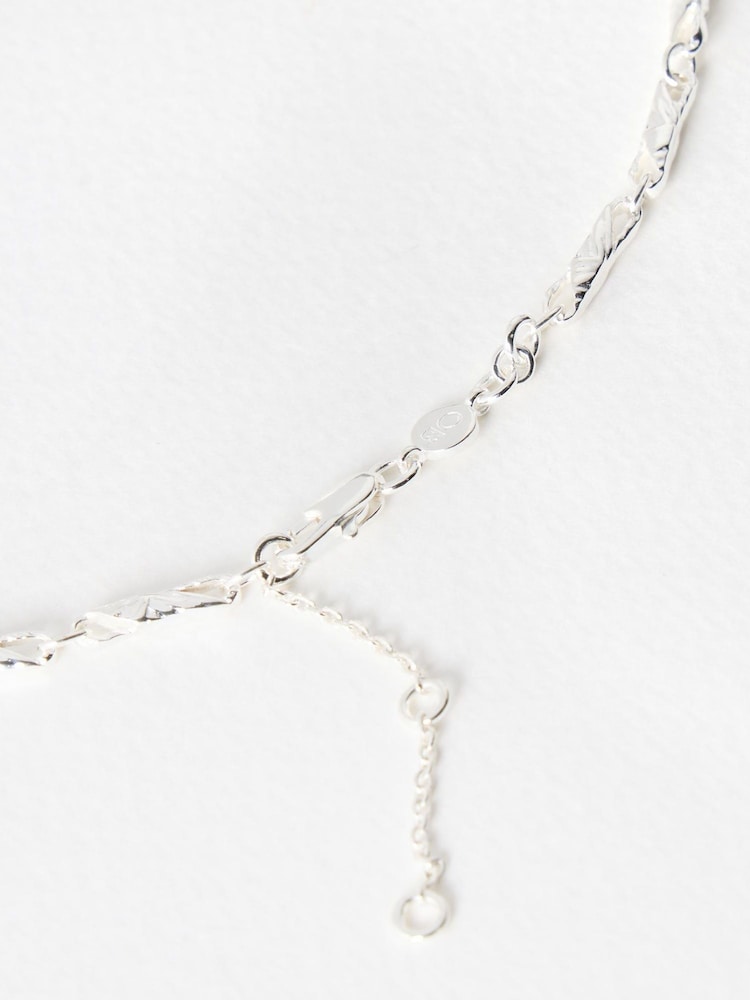 Oliver Bonas Silver Tone Elin Textured Bars Chain Necklace - Image 3 of 3