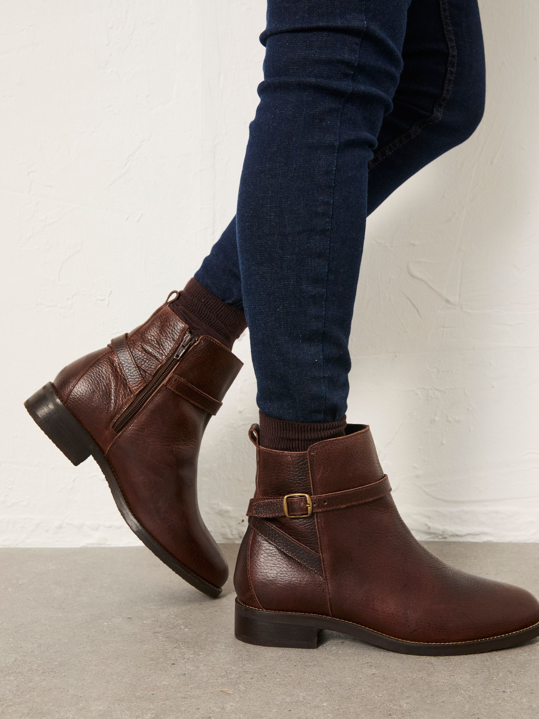 Fatface Avery Chocolate Brown Standard/wide Fit Buckle Ankle Boots