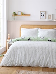 Catherine Lansfield Green Panda Paws Reversible Duvet Cover Set - Image 2 of 4