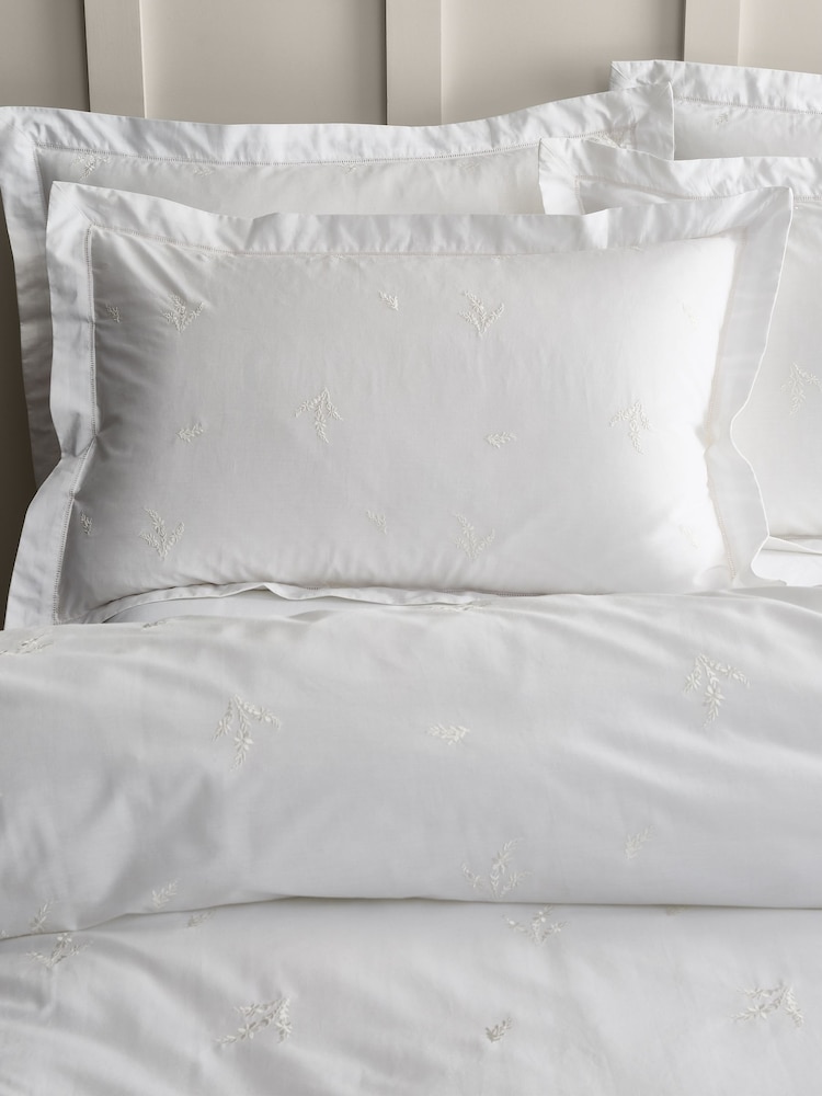 Bianca White Lottie Floral Print Embroidery Cotton Duvet Cover Set - Image 2 of 5