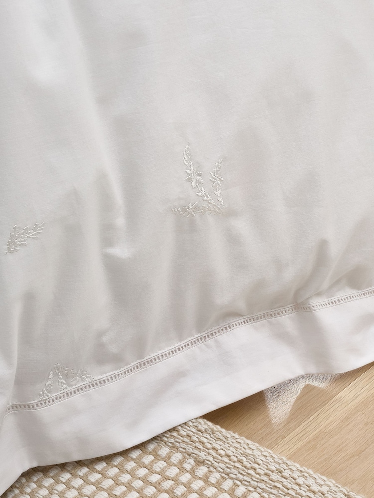Bianca White Lottie Floral Print Embroidery Cotton Duvet Cover Set - Image 4 of 5