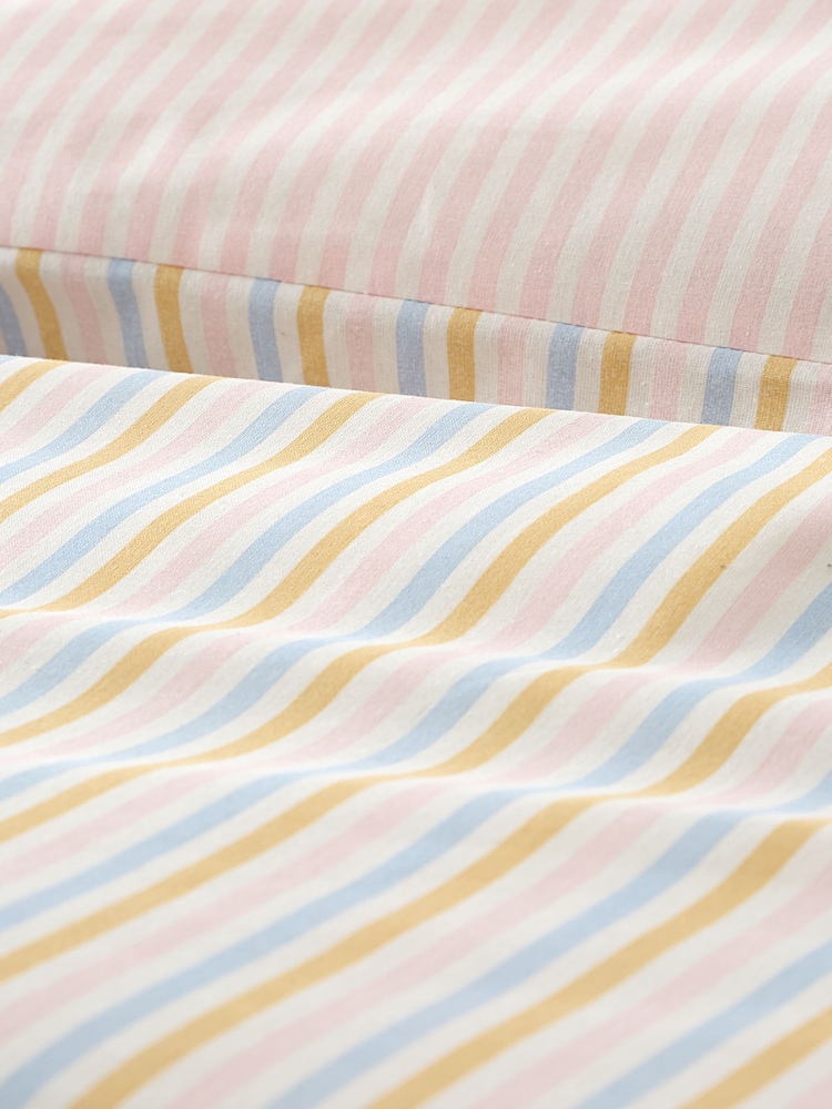 Catherine Lansfield Pastel Brighton Stripe Bow Trim Duvet Cover Set - Image 5 of 5 Catherine Lansfield Pastel Brighton Stripe Bow Trim Duvet Cover Set - Image 5 of 5