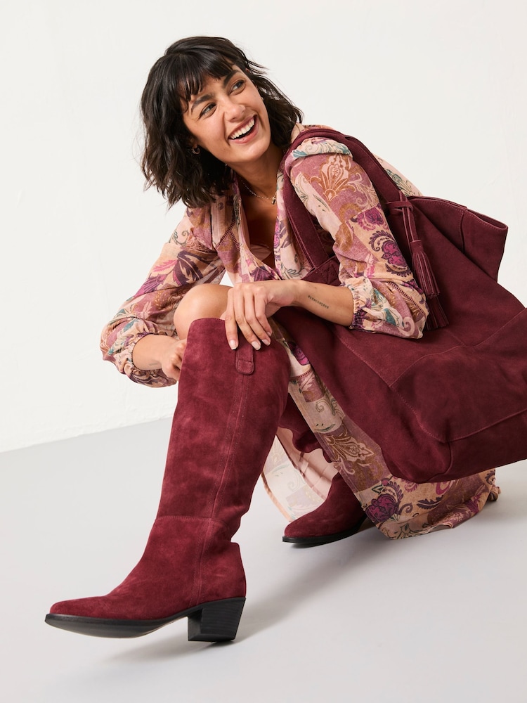 FatFace Knee High Suede Boot - Imagem 1 de 5