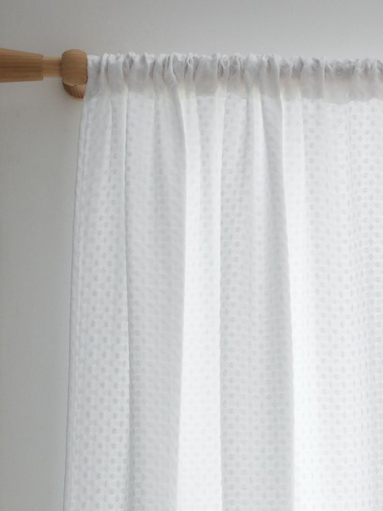 Pineapple Elephant White Muscat Waffle Slot Top Voile Curtains Panel - Image 1 of 4