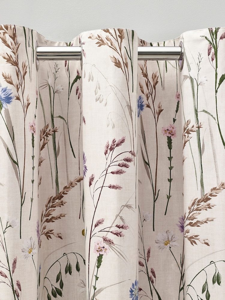 Catherine Lansfield Grasmere Floral Print Fully Reversible Eyelet Curtains - Imagen 1 de 3