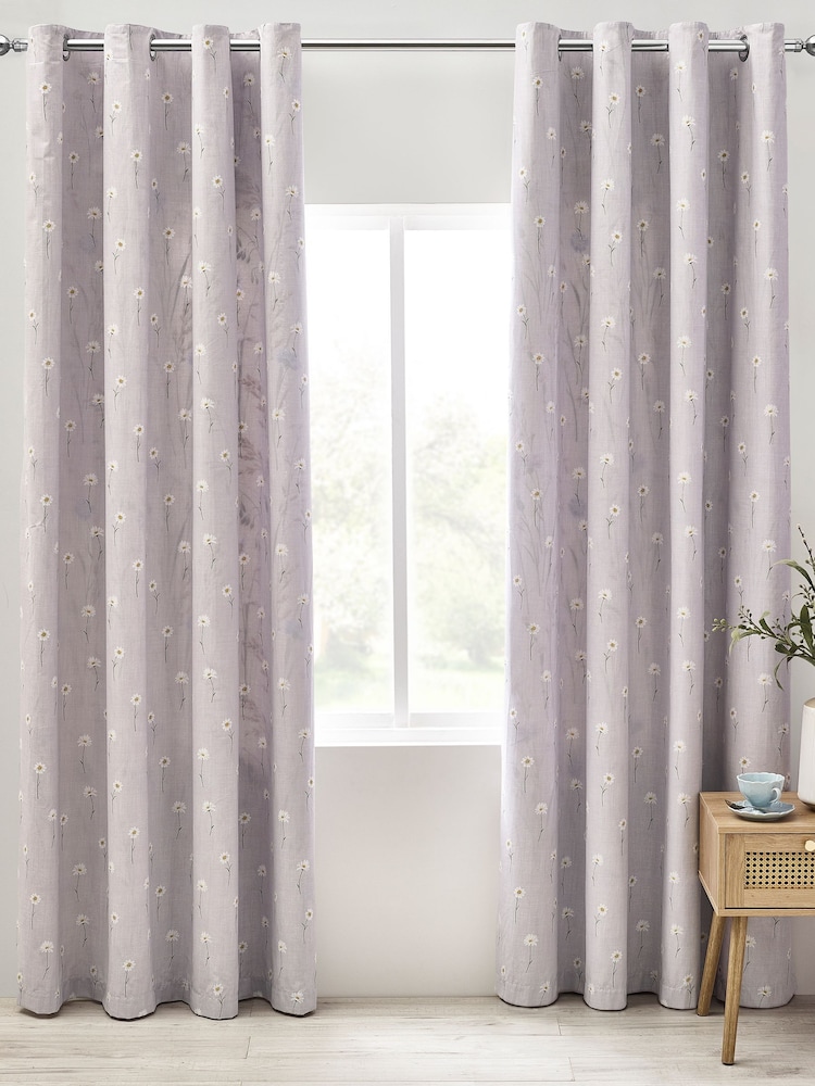 Catherine Lansfield Grasmere Floral Print Fully Reversible Eyelet Curtains - Imagen 2 de 3