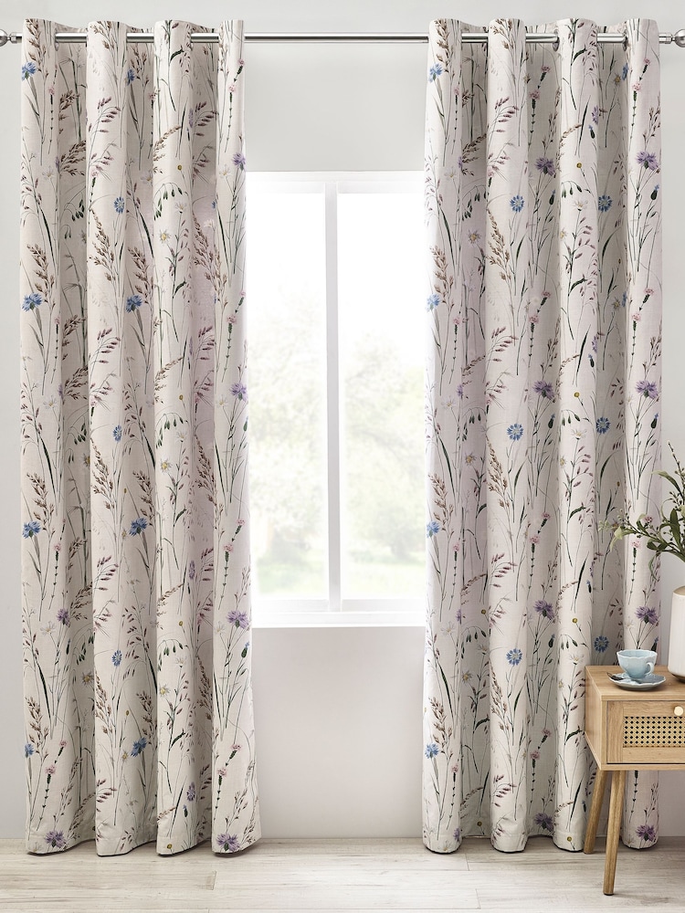 Catherine Lansfield Grasmere Floral Print Fully Reversible Eyelet Curtains - Imagen 3 de 3