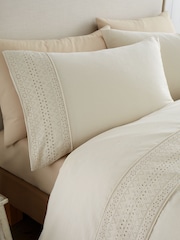 Catherine Lansfield Cream Broderie Anglaise Duvet Cover Set - Image 2 of 3