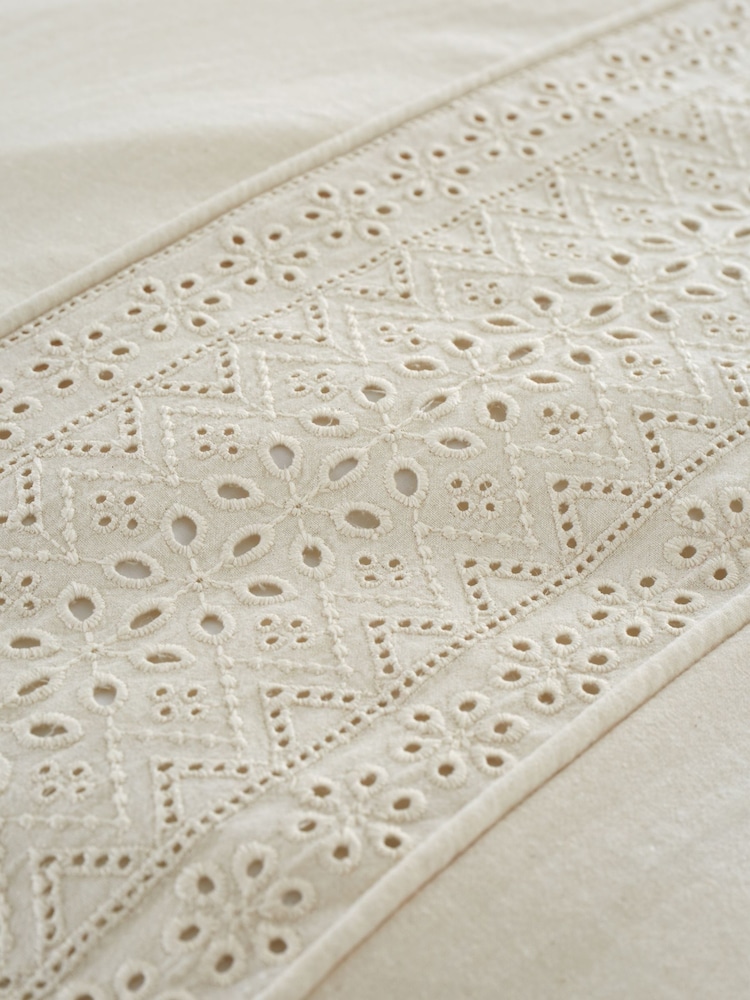 Catherine Lansfield Cream Broderie Anglaise Duvet Cover Set - Image 3 of 3