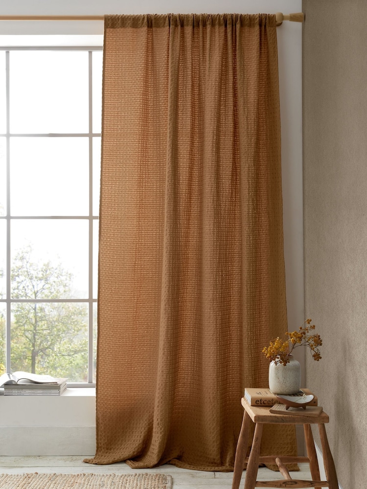 Pineapple Elephant Caramel Muscat Waffle Slot Top Voile Curtains Panel - Image 2 of 4