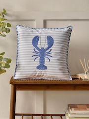 Catherine Lansfield Blue Lobster Embroidered Cushion - Image 1 of 2