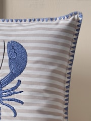 Catherine Lansfield Blue Lobster Embroidered Cushion - Image 2 of 2