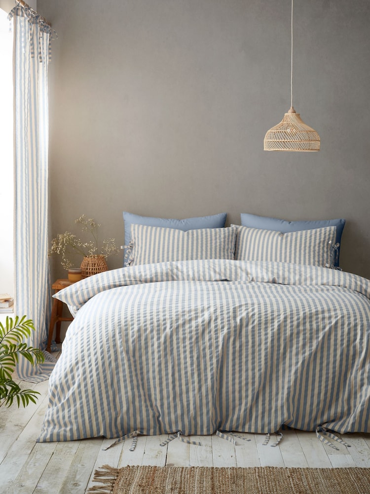 Pineapple Elephant Blue Zanzibar Yarn Dyed Stripe Duvet Cover Set - Image 1 of 5