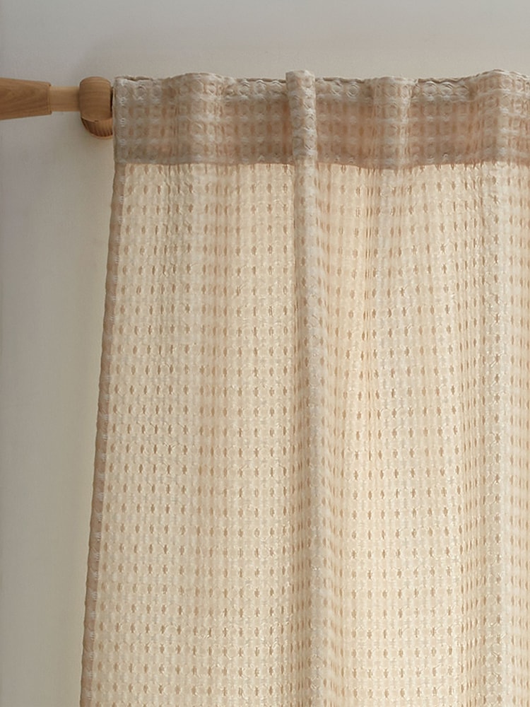 Pineapple Elephant Muscat Waffle Slot Top Voile Curtains Panel - صورة 1 من 4 Pineapple Elephant Muscat Waffle Slot Top Voile Curtains Panel - صورة 1 من 4
