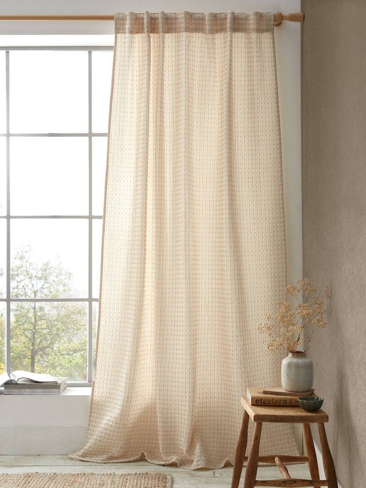Pineapple Elephant Muscat Waffle Slot Top Voile Curtains Panel - صورة 2 من 4 Pineapple Elephant Muscat Waffle Slot Top Voile Curtains Panel - صورة 2 من 4