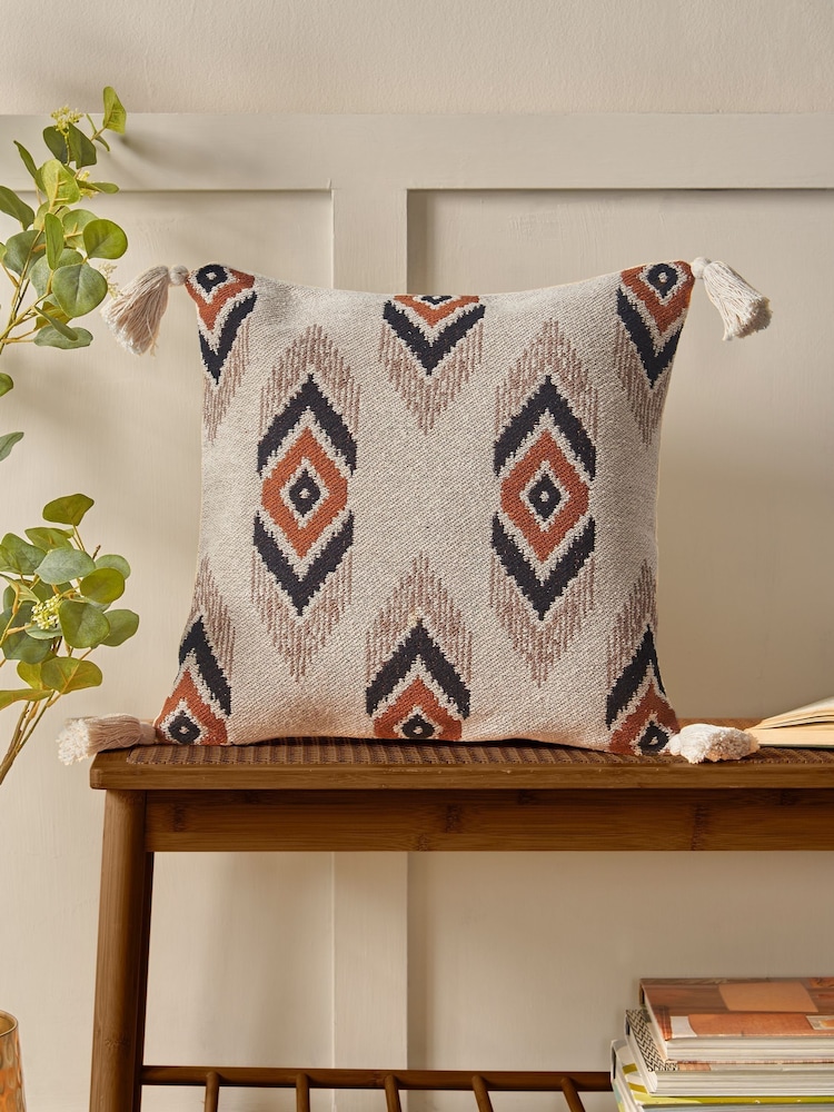 Pineapple Elephant Caramel Emir Ikat Cushion - Image 1 of 2