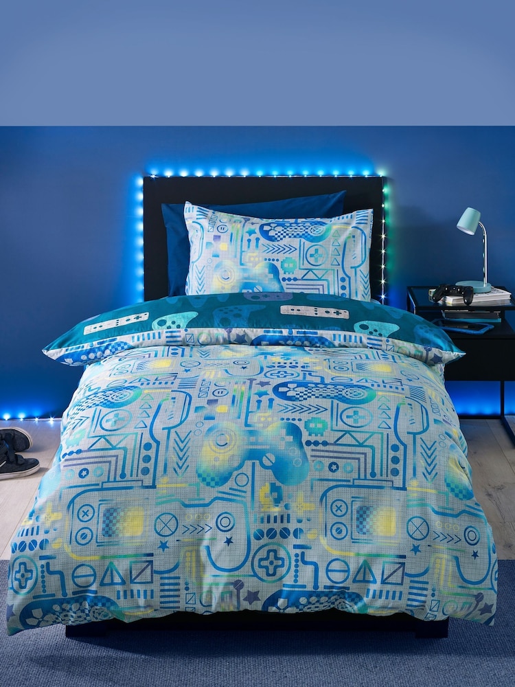 Catherine Lansfield Grey Gamer So Soft Duvet Cover Set - Image 1 of 4