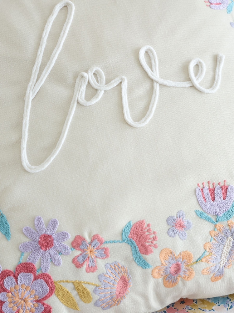Catherine Lansfield Natural Love Embroidered Cushion - Image 2 of 2