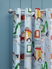 Catherine Lansfield Blue Digger Dreams Fully Reversible Curtains - Image 1 of 4