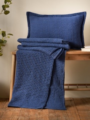 Pineapple Elephant Navy Jaipur Chunky Waffle Cotton Cushion - Image 3 of 4