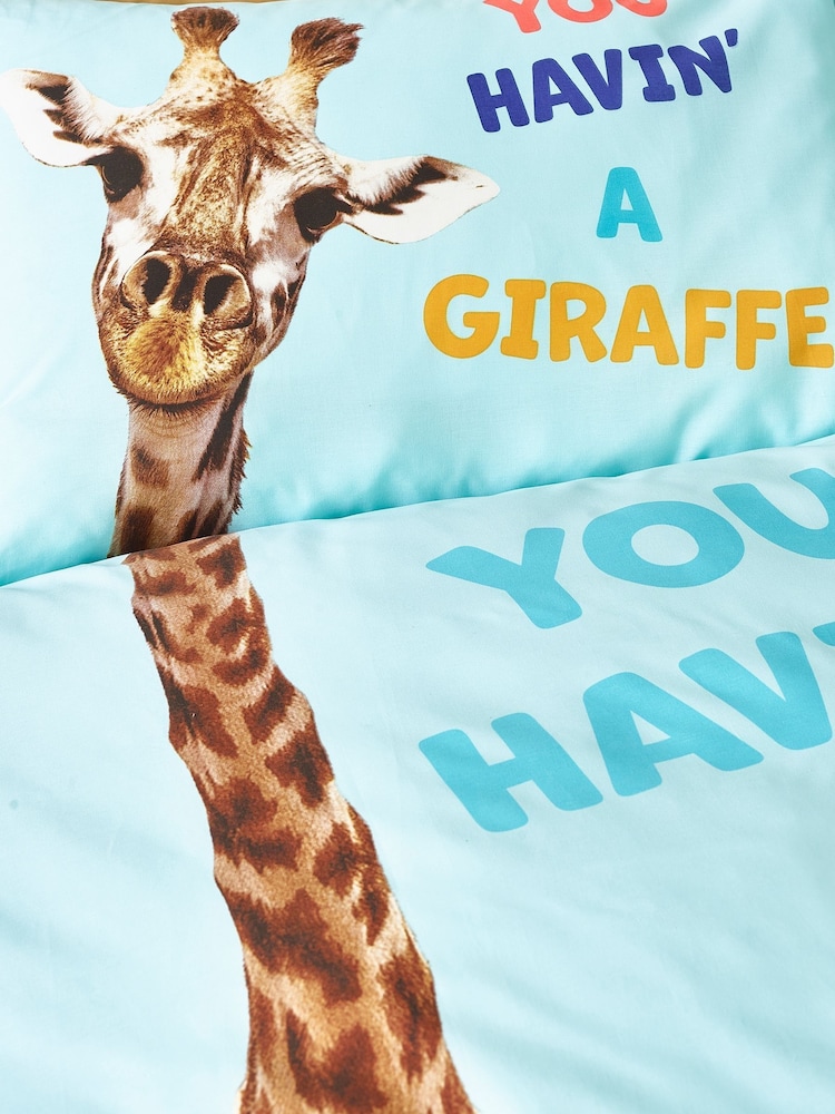 Catherine Lansfield Aqua Havin A Giraffe Reversible Duvet Cover Set - Image 7 of 7