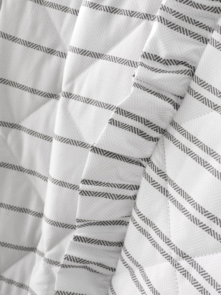 Style Sisters Black White Frill Stripe Cotton Bedspread - Image 2 of 2