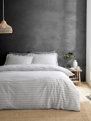 Style Sisters Black  White Frill Stripe Cotton Duvet Cover Set - Image 2 of 5