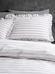 Style Sisters Black  White Frill Stripe Cotton Duvet Cover Set - Image 3 of 5