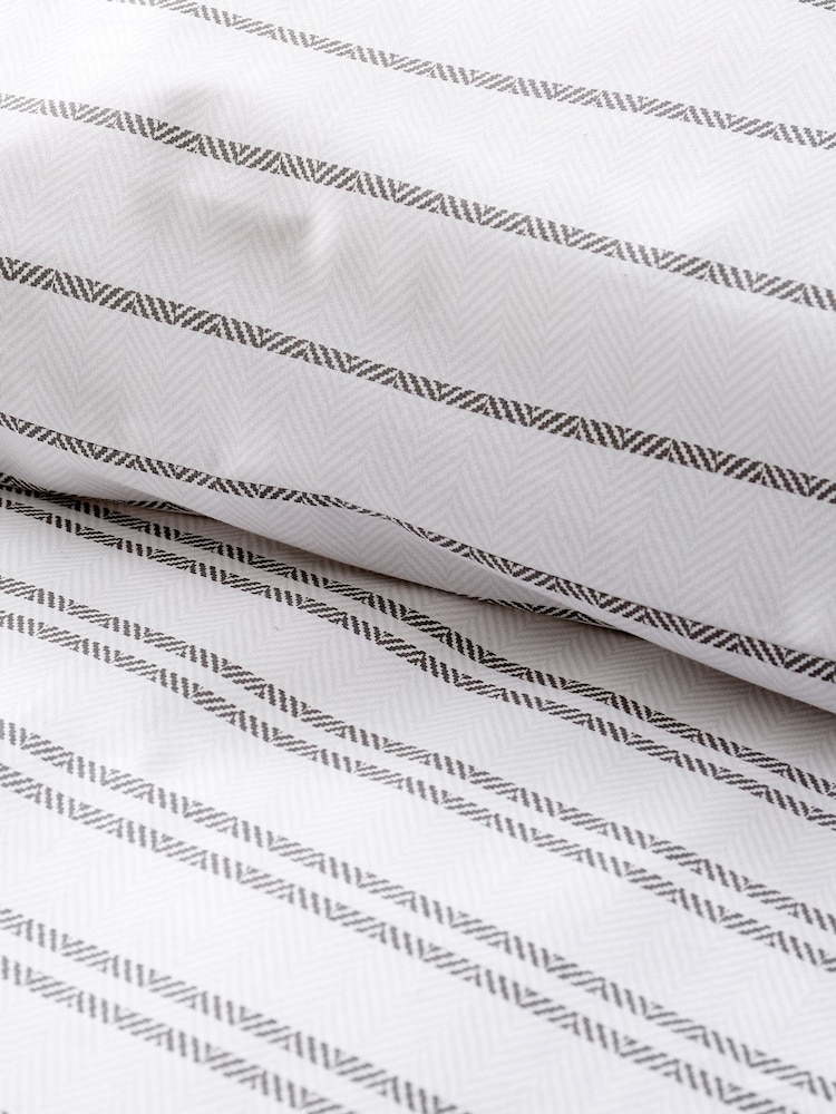 Style Sisters Black  White Frill Stripe Cotton Duvet Cover Set - Image 5 of 5