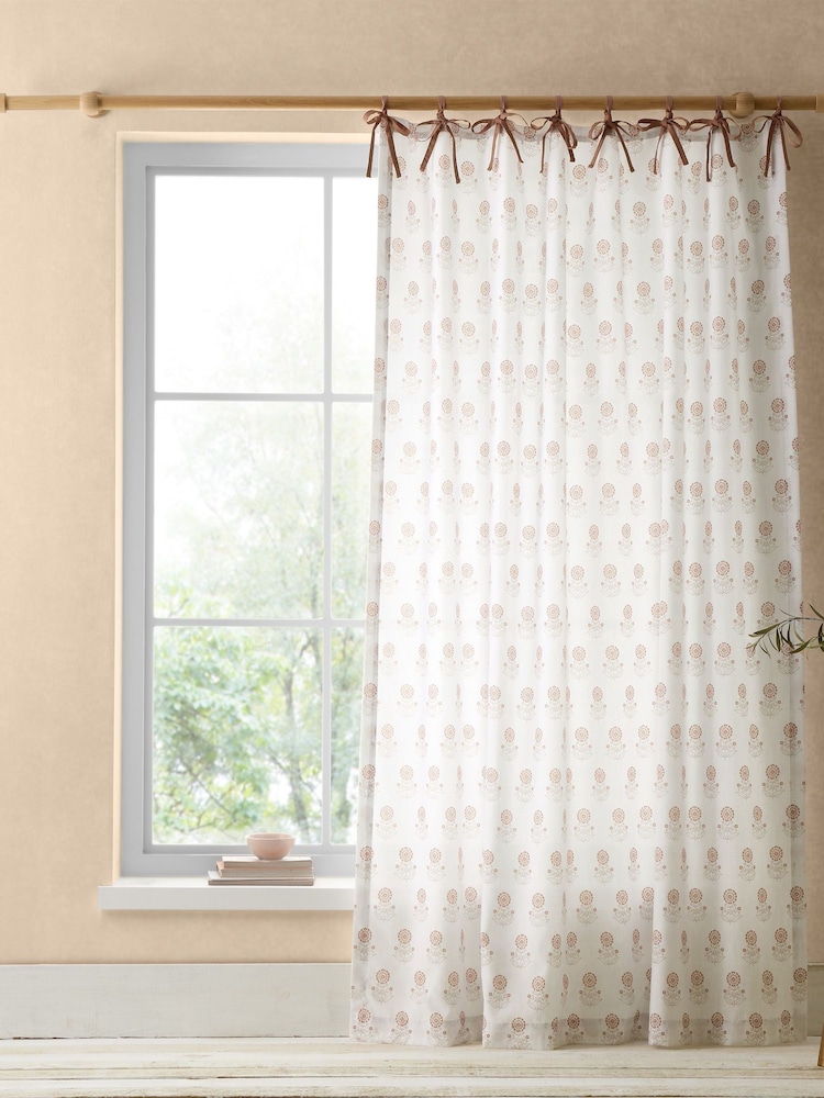 Pineapple Elephant Woodblock Floral Print So Soft Voile Curtains Panel - Imagen 2 de 4