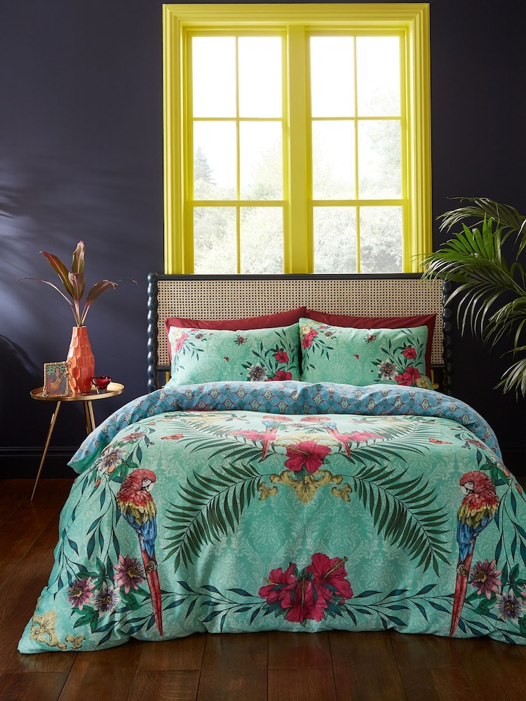 Matthew Williamson Green Paradise Parrot Cotton Sateen Duvet Cover Set - Image 1 of 5