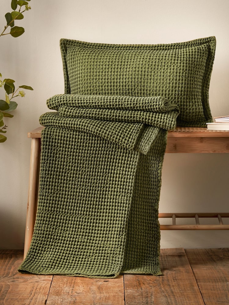 Pineapple Elephant Olive Jaipur Chunky Waffle Cotton Cushion - Image 3 of 4