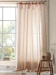 Pineapple Elephant Clay Zanzibar Yarn Dyed Stripe Voile Curtains Panel - Image 2 of 4