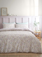 Bianca Lilac Ditsy Floral Print Cotton Reversible Duvet Cover Set - Image 1 of 5