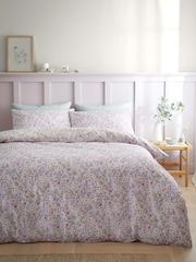 Bianca Lilac Ditsy Floral Print Cotton Reversible Duvet Cover Set - Image 2 of 5