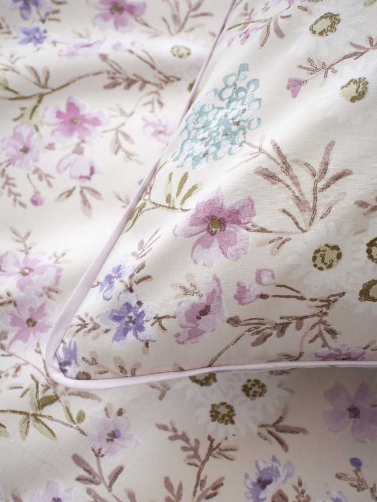 Bianca Lilac Ditsy Floral Print Cotton Reversible Duvet Cover Set - Image 4 of 5