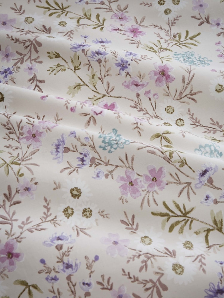 Bianca Lilac Ditsy Floral Print Cotton Reversible Duvet Cover Set - Image 5 of 5
