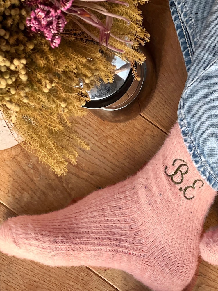Solesmith Womens Pink Luxury Monogrammed Socks - Image 1 of 4
