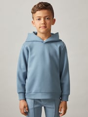 Reiss Soft Denim Blue Fabien 3-9 yrs Interlock Jersey Hoodie - Image 3 of 4
