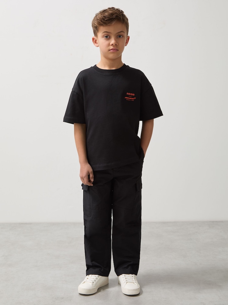 Reiss Black District Unisex Fit Oversized McLaren F1 Team Tyre T-Shirt - Image 3 of 7
