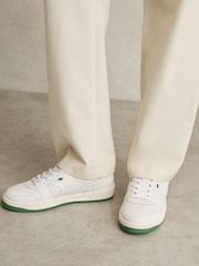 Reiss White/Green Astor Leather Low Top Trainers - Image 3 of 6